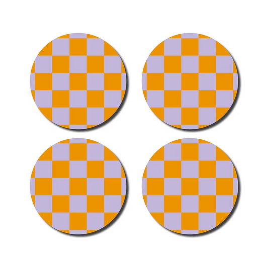 Onderzetters - lila/orange checked | De Lange Tafel