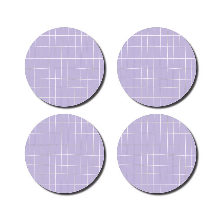 Onderzetters - lila checked | De Lange Tafel - de inKijk