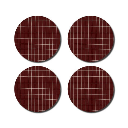Onderzetters - aubergine checked | De Lange Tafel - de inKijk