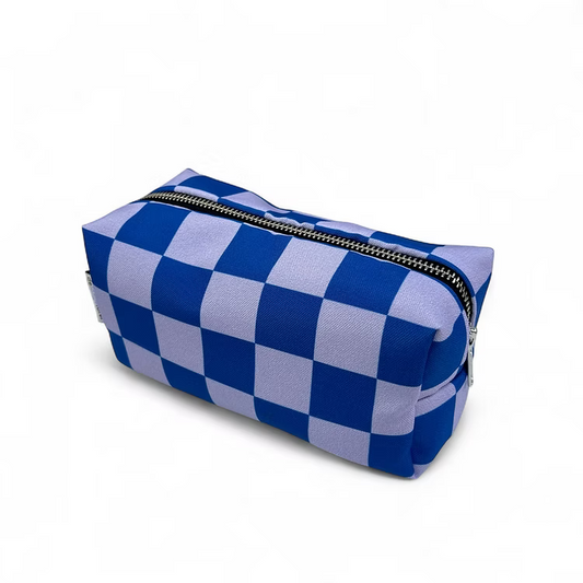 Blok etui - Blue/lila checked | De Lange Tafel