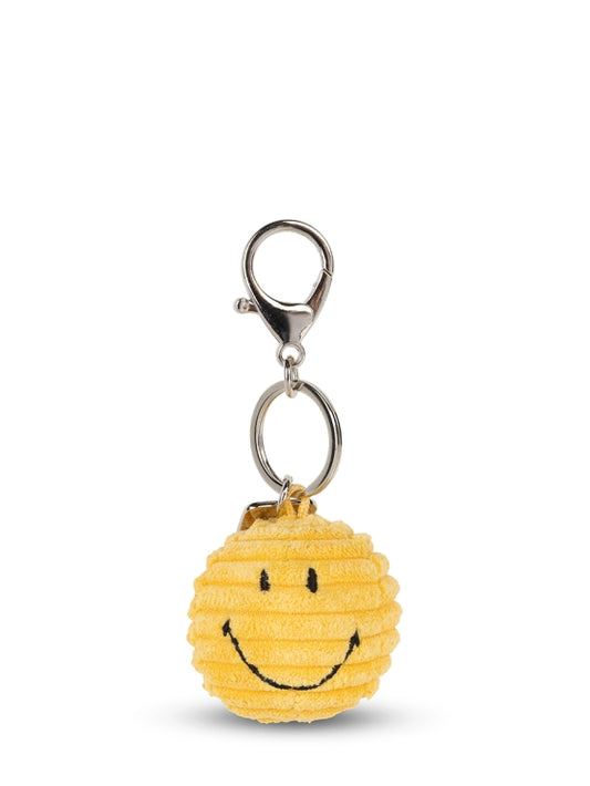Smiley Sleutelhanger - eco corduroy - 4,5 cm - yellow | Nijntje Lifestyle