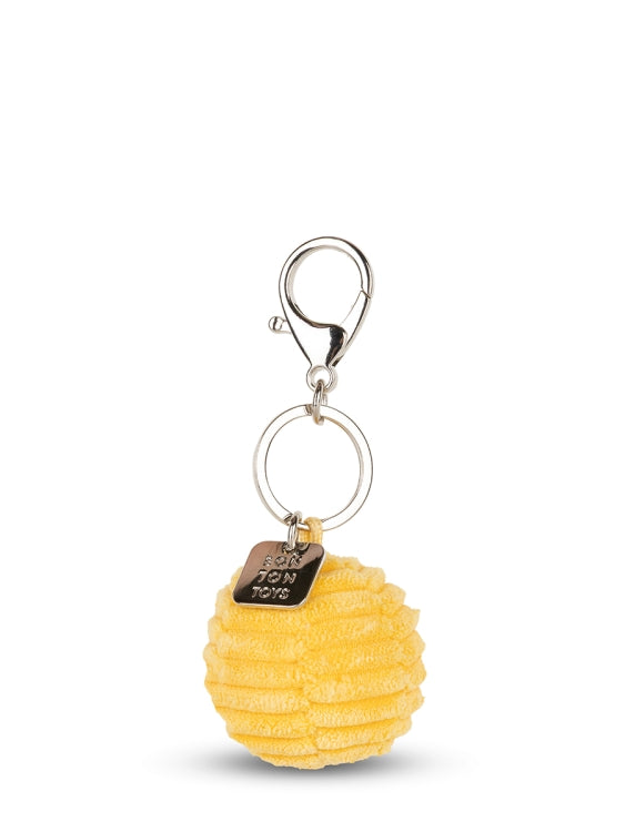 Smiley Sleutelhanger - eco corduroy - 4,5 cm - yellow | Nijntje Lifestyle