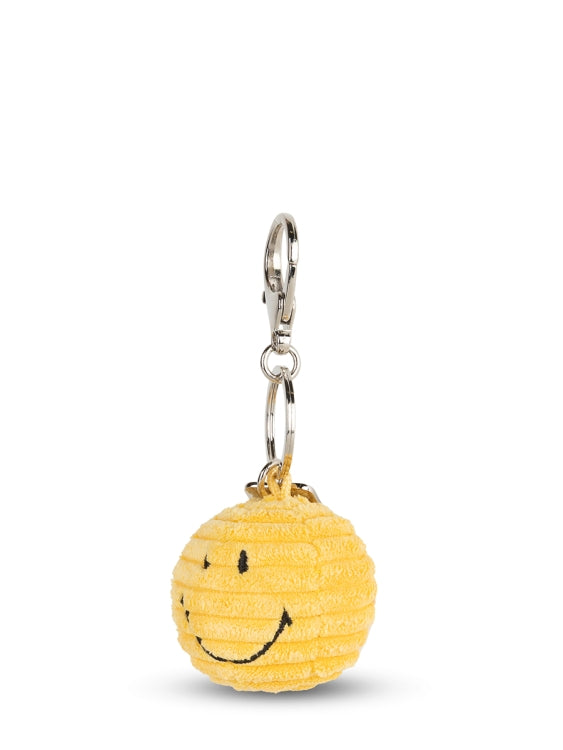 Smiley Sleutelhanger - eco corduroy - 4,5 cm - yellow | Nijntje Lifestyle