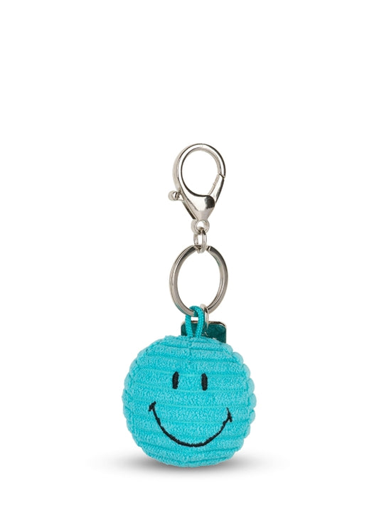 Smiley Sleutelhanger - eco corduroy - 4,5 cm - teal | Nijntje Lifestyle