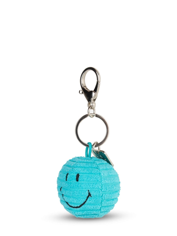 Smiley Sleutelhanger - eco corduroy - 4,5 cm - teal | Nijntje Lifestyle
