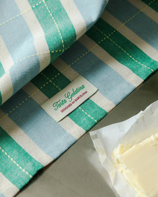 Gestreepte theedoek - groen / blauw | Tarta Gelatina