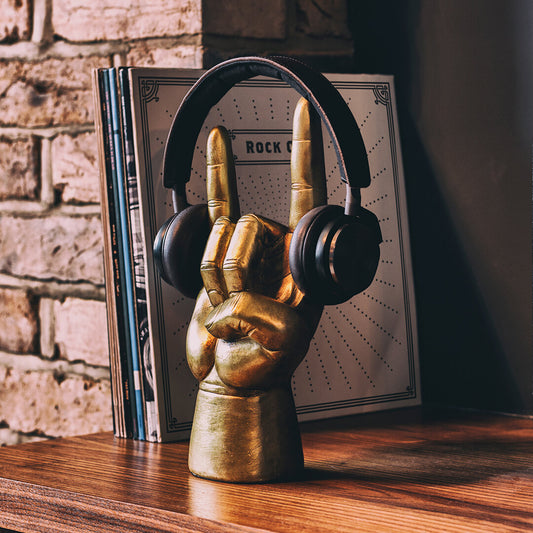 Rock On Headphone Stand - Gold | Suck UK