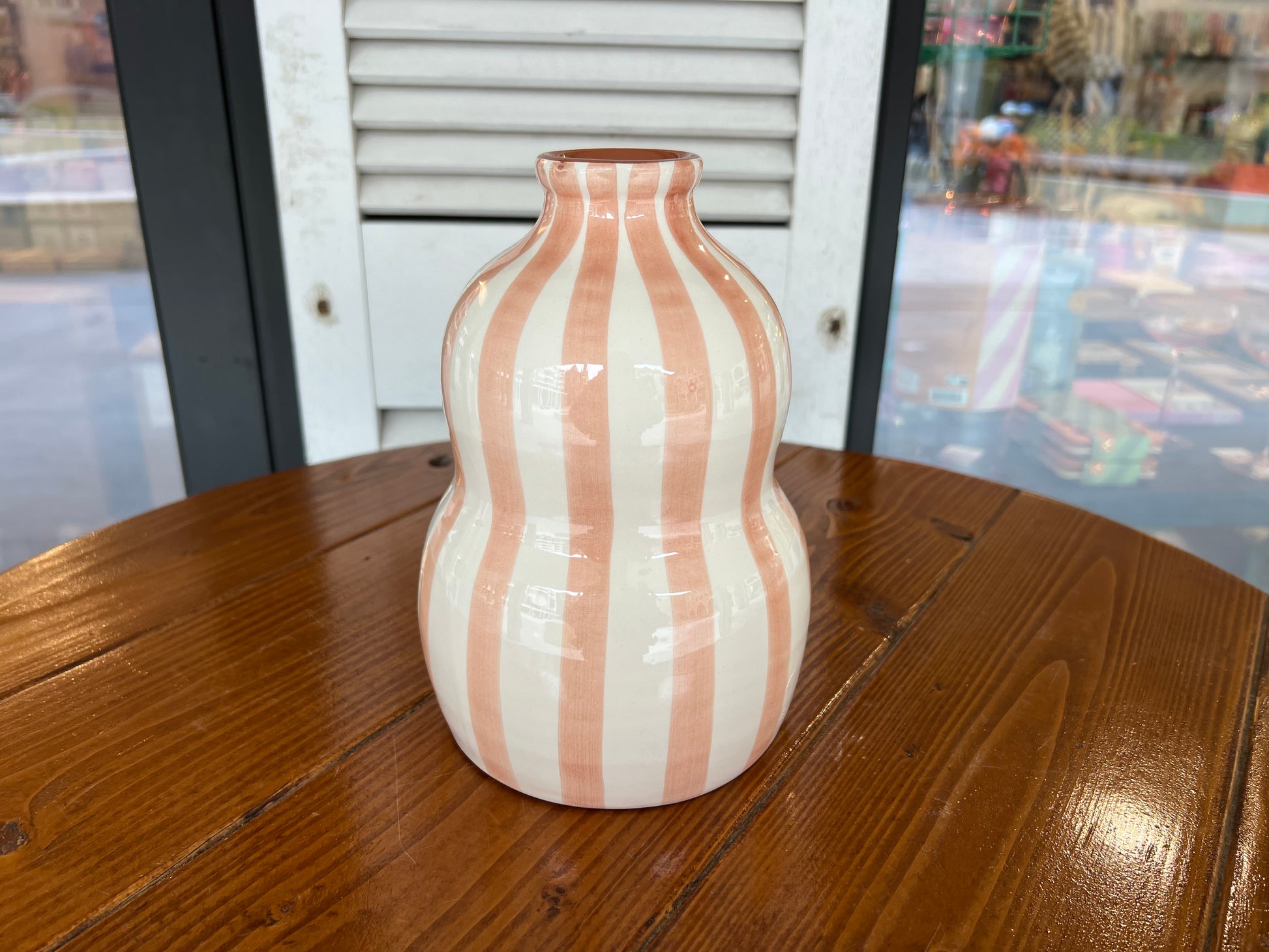 Bold stripe - large gourd vase - blue/dark green/terracotta | Casa Cubista - de inKijk