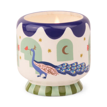 Ceramic candle peacock 8 oz - misted lime | Paddywax - de inKijk
