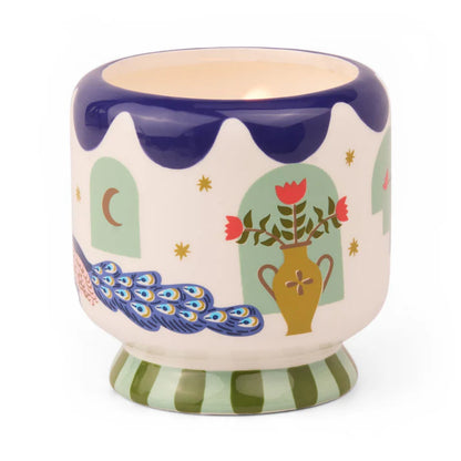 Ceramic candle peacock 8 oz - misted lime | Paddywax - de inKijk