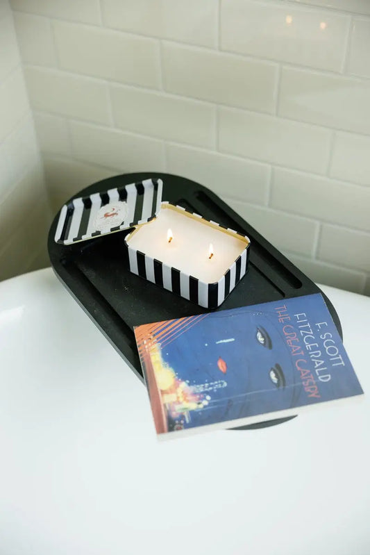 A Dopo tiger printed tin candle - black cedar & fig | Paddywax