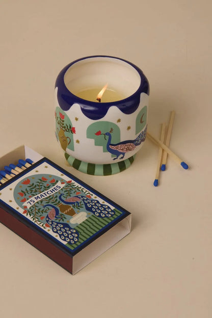 Ceramic candle peacock 8 oz - misted lime | Paddywax - de inKijk