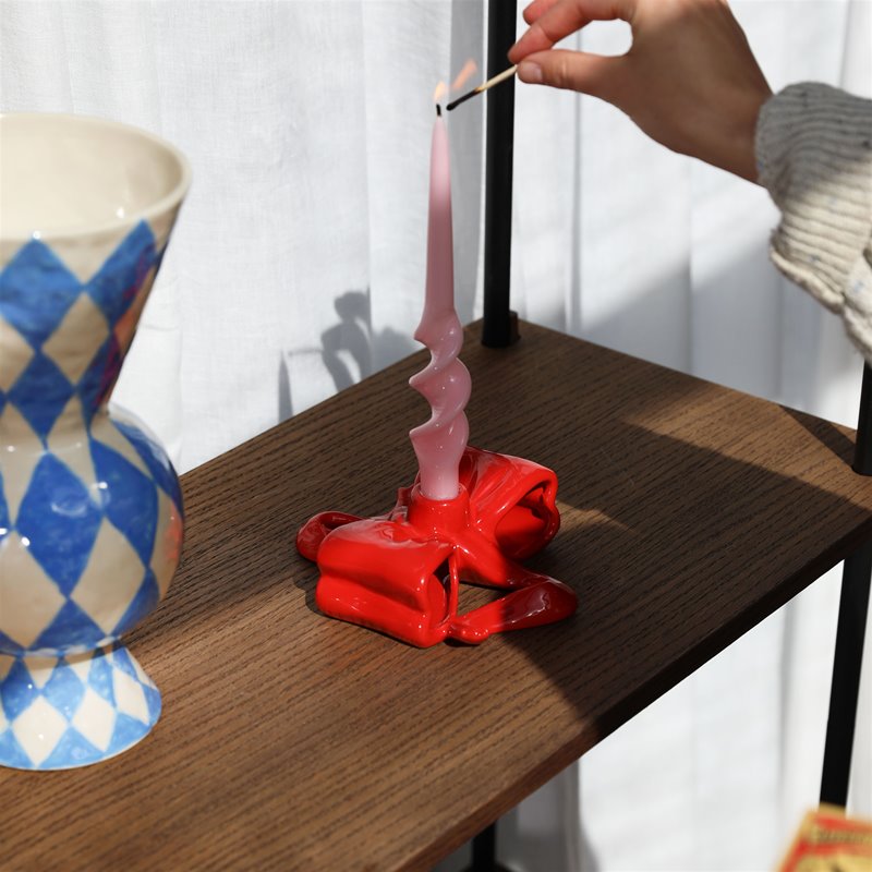 Candle Holder ribbon - Red | &Klevering - de inKijk