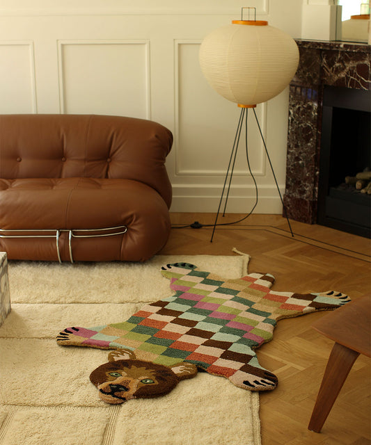 Archie Check Bear Rug - Large | Doing Goods