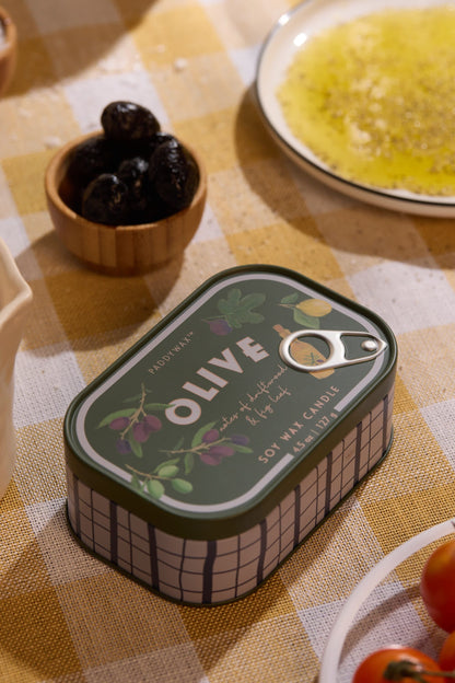Bistro printed tin candle - 4.5 oz. - olive | Paddywax