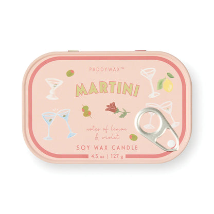 Bistro printed tin candle - Martini | Paddywax