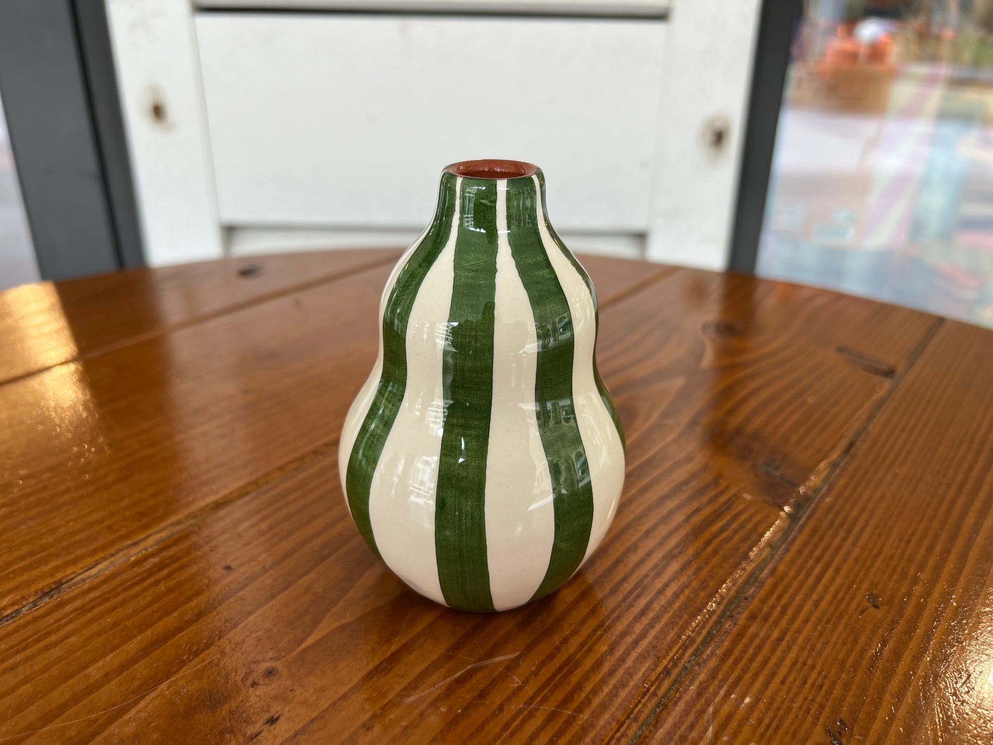Bold stripe - mini gourd vase - blue/dark green/mauve | Casa Cubista - de inKijk