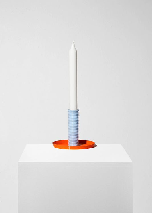 Kandelaar Oscar - gemiddeld - hemelsblauw/oranje | Warren & Laetitia