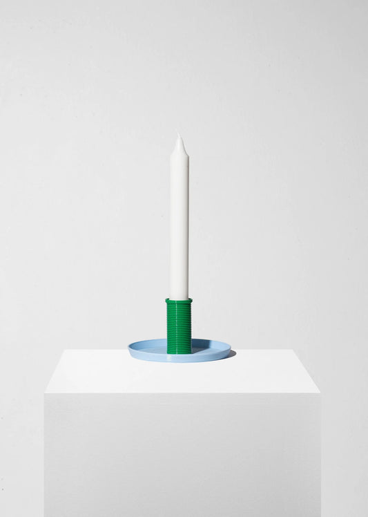 Kandelaar Oscar - klein - groen/hemelsblauw | Warren & Laetitia