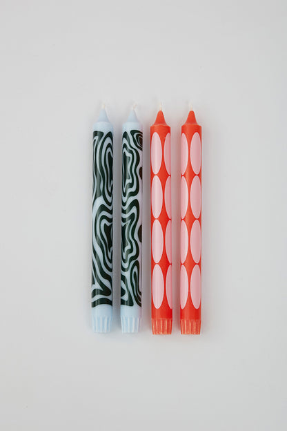 Candles - Light Blue/Red - set van 4 | Studio About