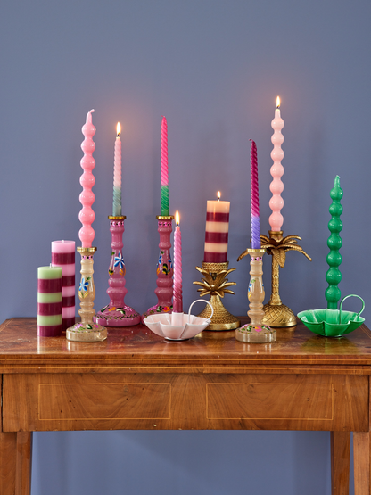 Curved candles - Green - Set van twee | RICE