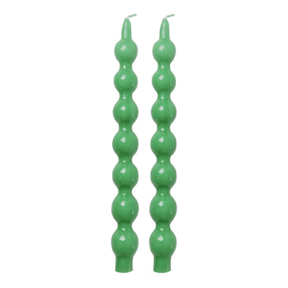 Curved candles - Green - Set van twee | RICE
