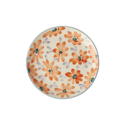 Keramieken taartbordje - Orange flowers  | RICE