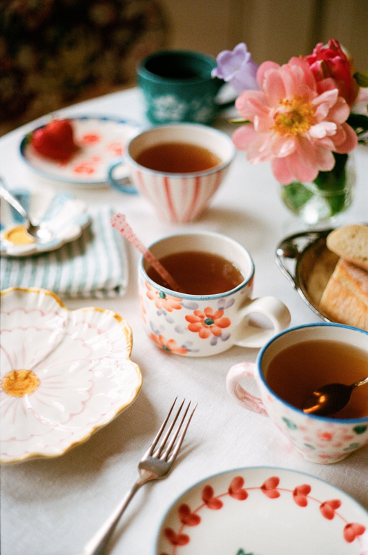 Keramieken cappuccinokopje - Orange flowers | RICE