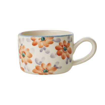 Keramieken cappuccinokopje - Orange flowers | RICE