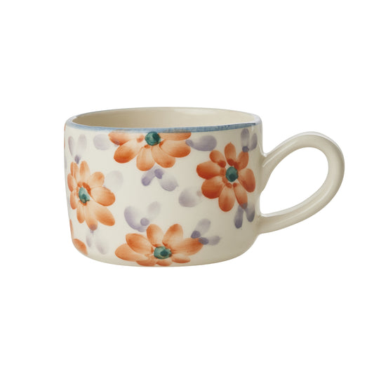 Keramieken cappuccinokopje - Orange flowers | RICE