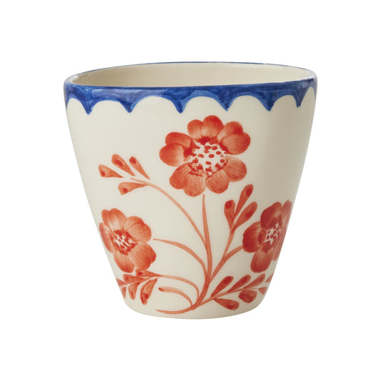Ovalen keramieken beker - Crème - Vintage Flowers  | RICE
