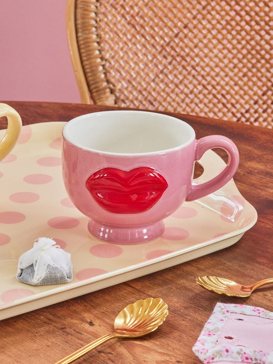 Keramieken mok met lippen - Pink | RICE