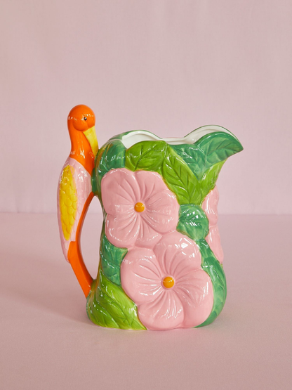 Keramieken vaas - Pelikaan en bloemen | RICE