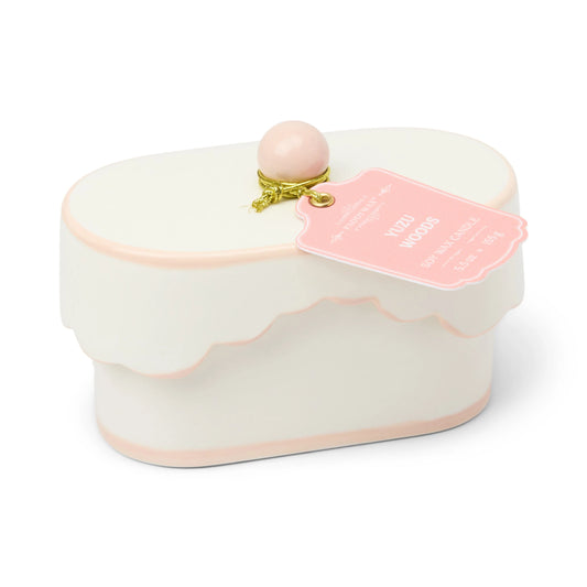 Ceramic dish candle - 5.5 oz - pink - yuzu woods | Paddywax