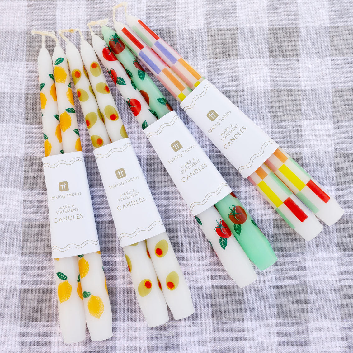 Olive taper dinner candles | Talking Tables