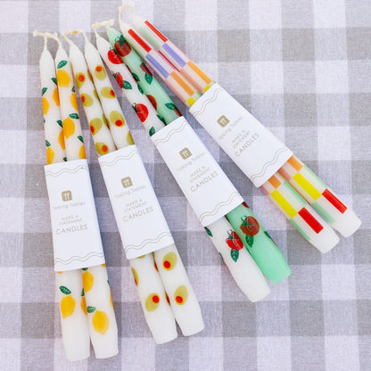 Check multicolour taper dinner candles | Talking Tables