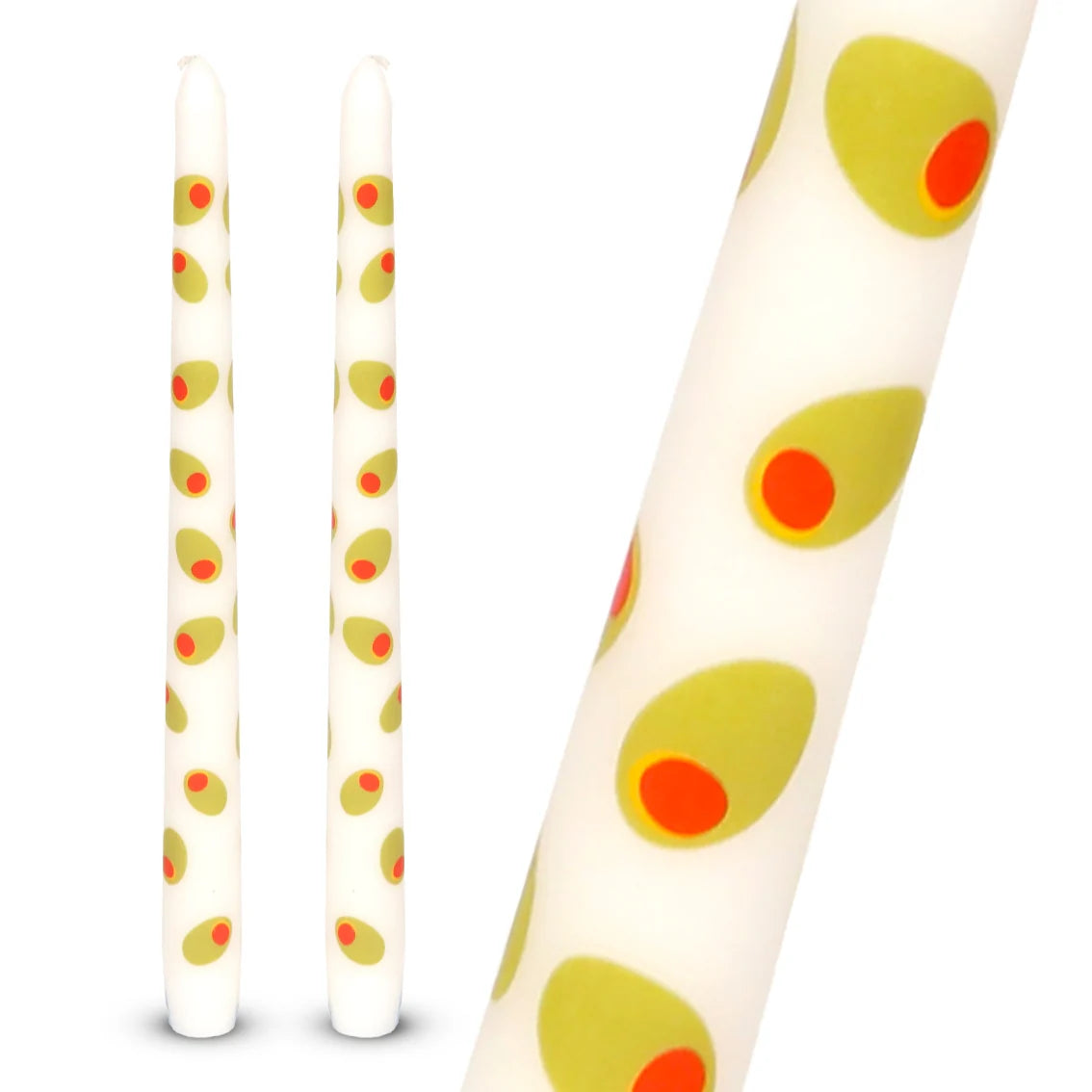 Olive taper dinner candles | Talking Tables