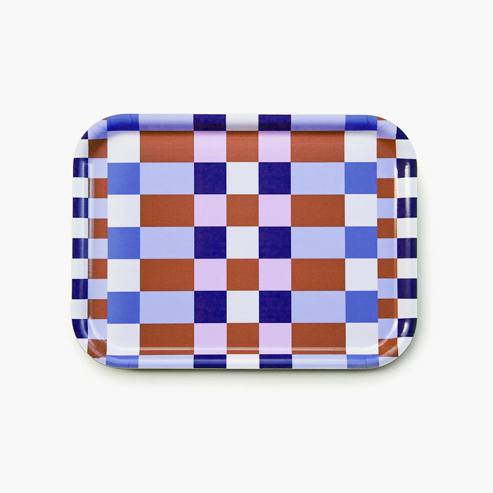 Caramel/Sky Checker -  Serving Tray | BLU KAT