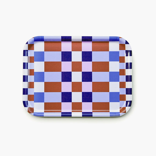 Caramel/Sky Checker -  Serving Tray | BLU KAT