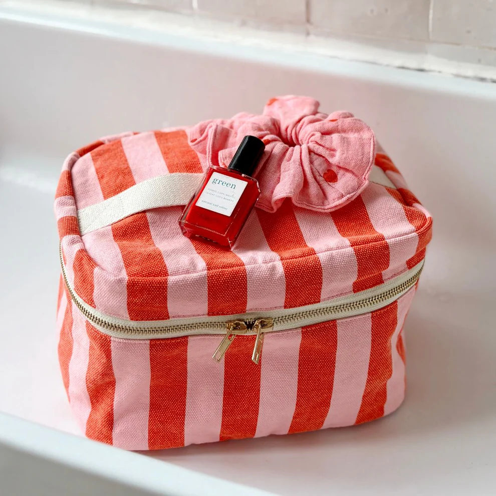 Oona Vanity Case - Stripes Tomato/Candy Pink | Rose in April