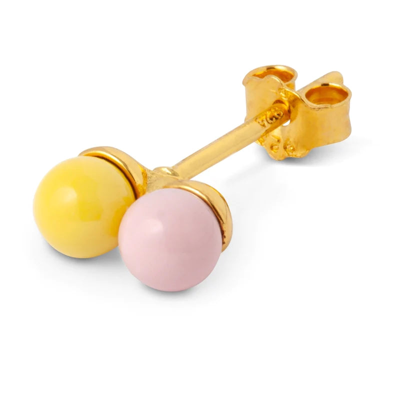 Double color ball light pink/yellow - gold plated - 1 stuk | LULU Copenhagen - de inKijk