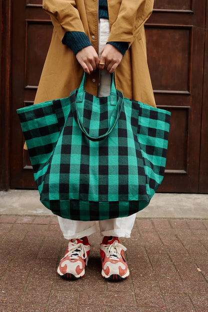 Tote bag - Elisa - Big Vichy Green | Rose in April