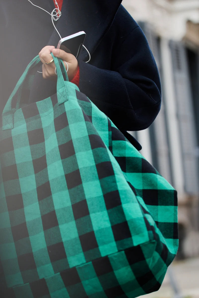 Tote bag - Elisa - Big Vichy Green | Rose in April