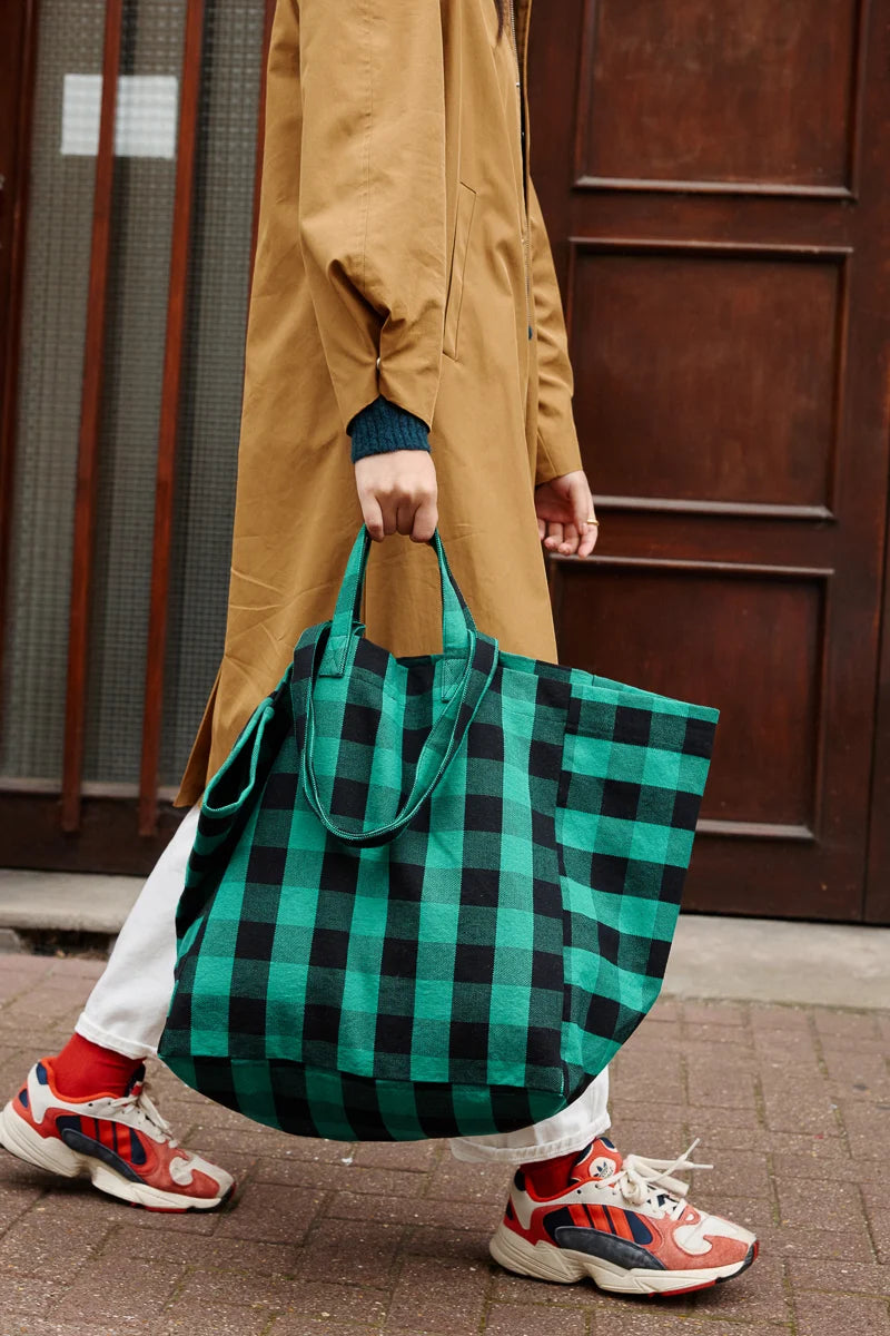 Tote bag - Elisa - Big Vichy Green | Rose in April