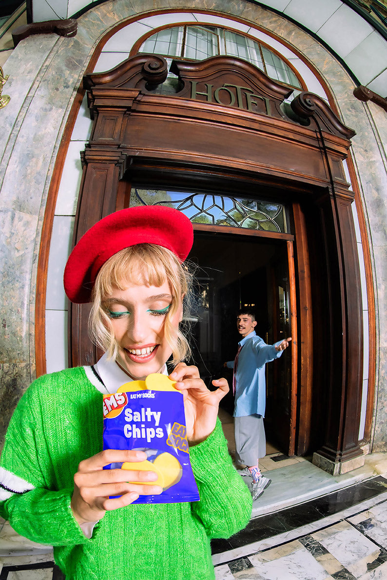Socks - Salty Chips - Blue | Eat my socks