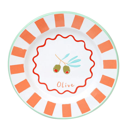 Olive enamel plate | Talking Tables