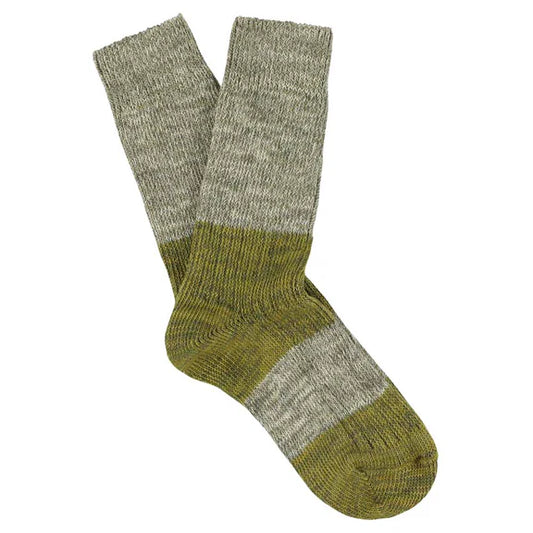 Women Melange Blend Block Socks - Green/Green | Escuyer