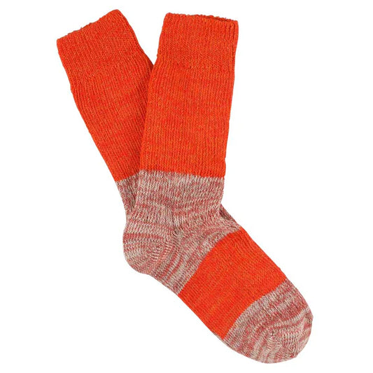 Women Melange Blend Block Socks - Orange/ Pink | Escuyer