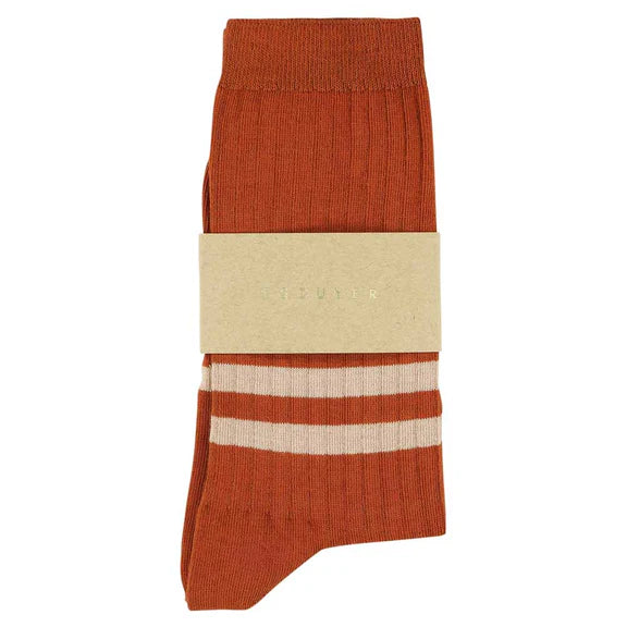 Women Stripes Brick / Pink - socks | Escuyer