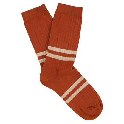 Women Stripes Brick / Pink - socks | Escuyer - de inKijk